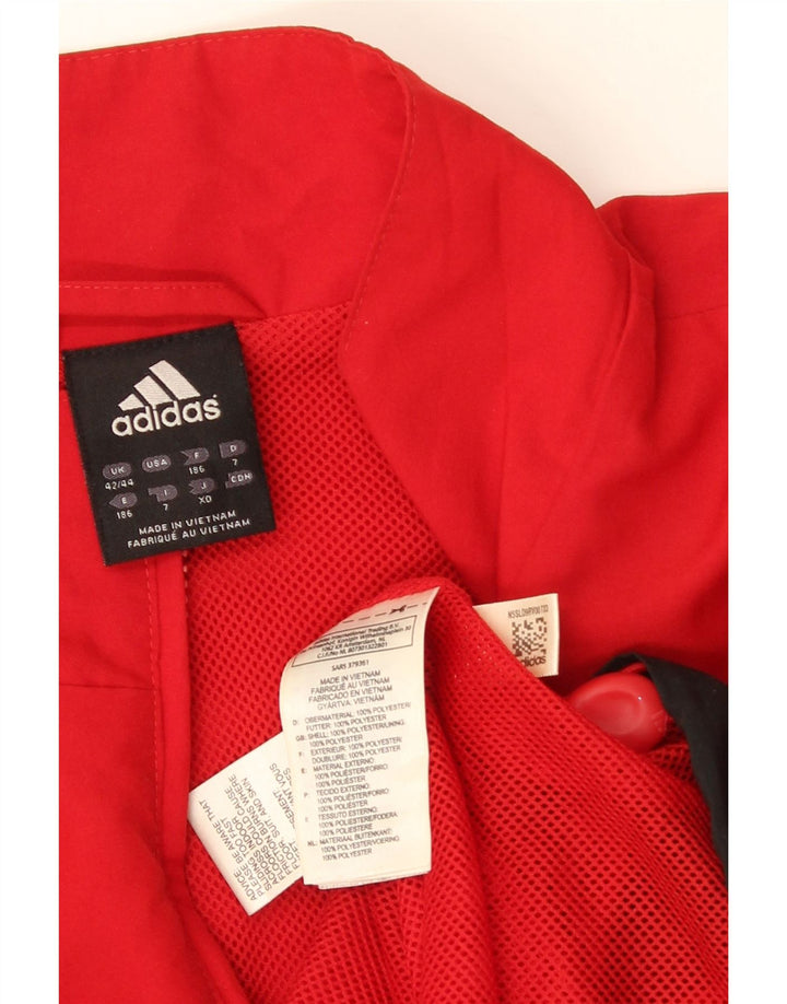 Adidas Herren Trainingsanzug Oberteil Jacke UK 42/44 Groß Rot Colorblock Polyester