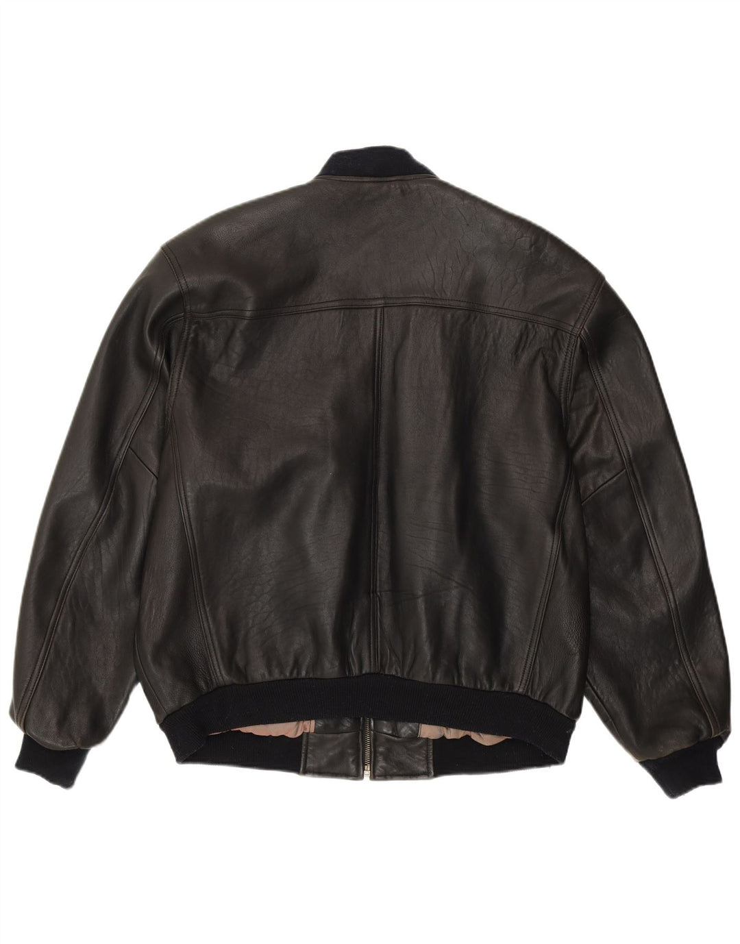 Conte Massimo Herren-Bomberjacke mit lockerer Passform, Größe 48, mittelschwarzes Leder