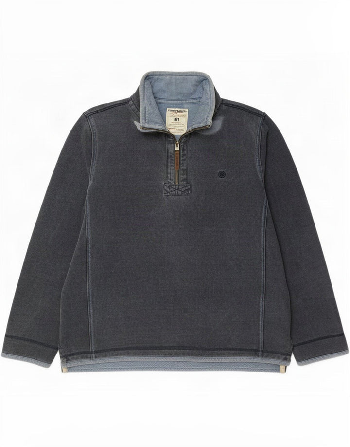 Fat Face Herren-Sweatshirt-Pullover, groß, marineblaue Baumwolle