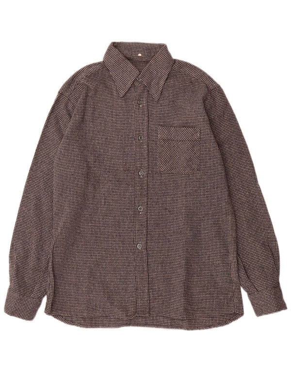 VINTAGE Herren Flanellhemd Größe 40 Mittelgrauer Hahnentritt