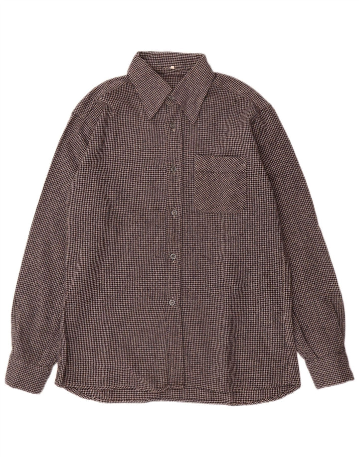 VINTAGE Herren Flanellhemd Größe 40 Mittelgrauer Hahnentritt