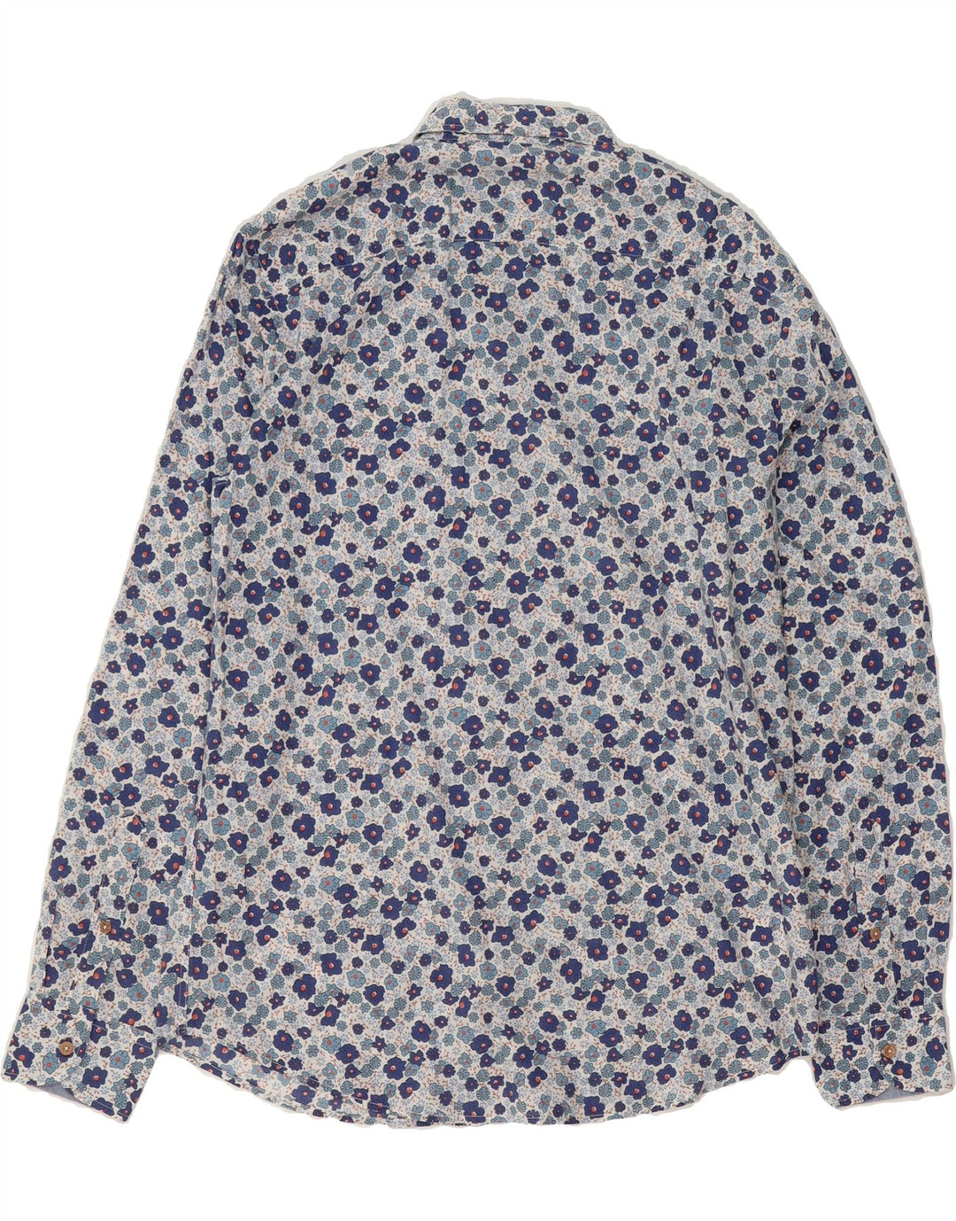 BENETTON Mens Shirt Large Blue Floral Cotton Vintage Benetton and Second-Hand Benetton from Messina Hembry 