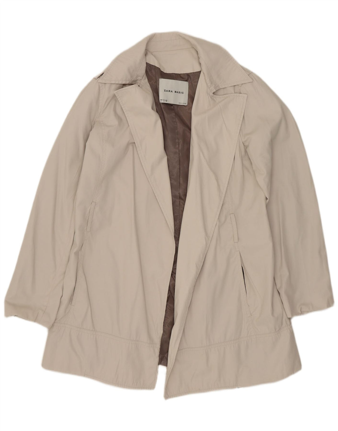 Zara Damen offener Trenchcoat UK 16 Large Off White