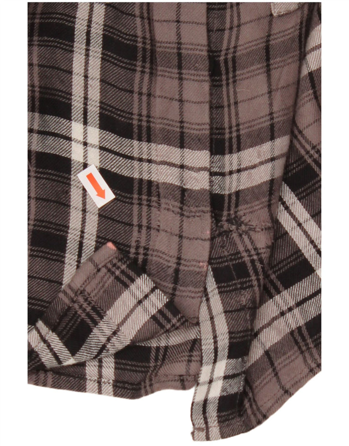 BENETTON Damen-Flanellhemd in Übergröße, UK 10, klein, braun kariert, Viskose