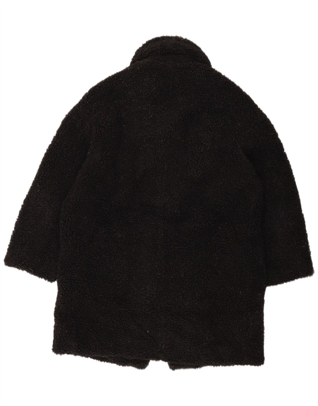 Zara Damen Übergroßer Fleecemantel UK 10 Small Schwarz Polyester