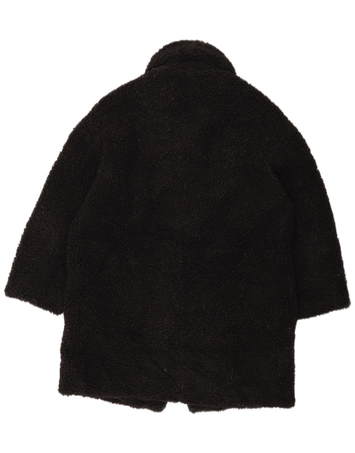 Zara Damen Übergroßer Fleecemantel UK 10 Small Schwarz Polyester