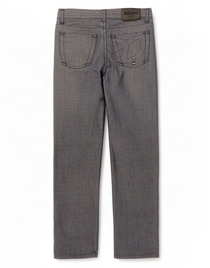 Moschino Damen Straight Jeans W30 L30 Grau