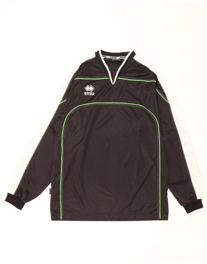 Errea Herren-Top, langärmelig, groß, schwarzes Farbblock-Polyester