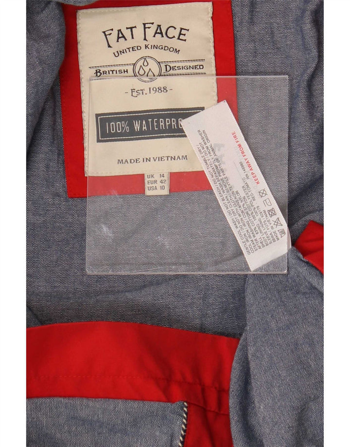 Fat Face Damen-Regenjacke mit Kapuze, UK 14, Größe L, Rot, Baumwolle