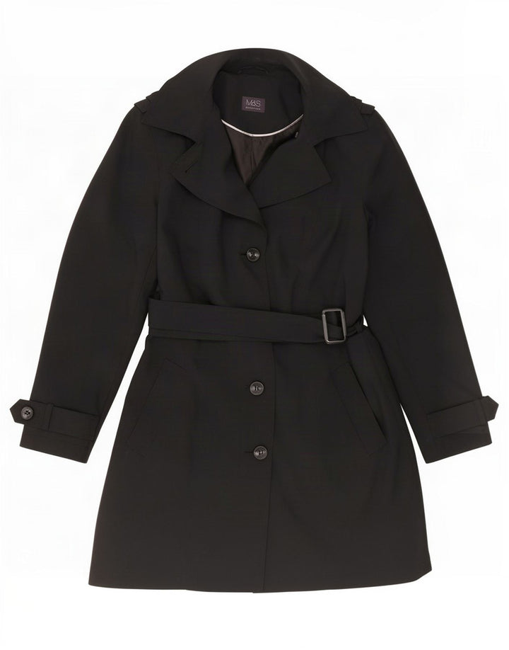 Marks & Spencer Damen Trenchcoat UK 12 Medium Schwarz Polyester