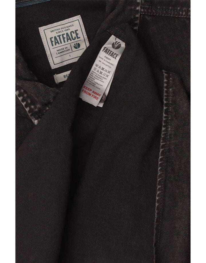 Fat Face Herren-Jeanshemd, groß, aus schwarzer Baumwolle