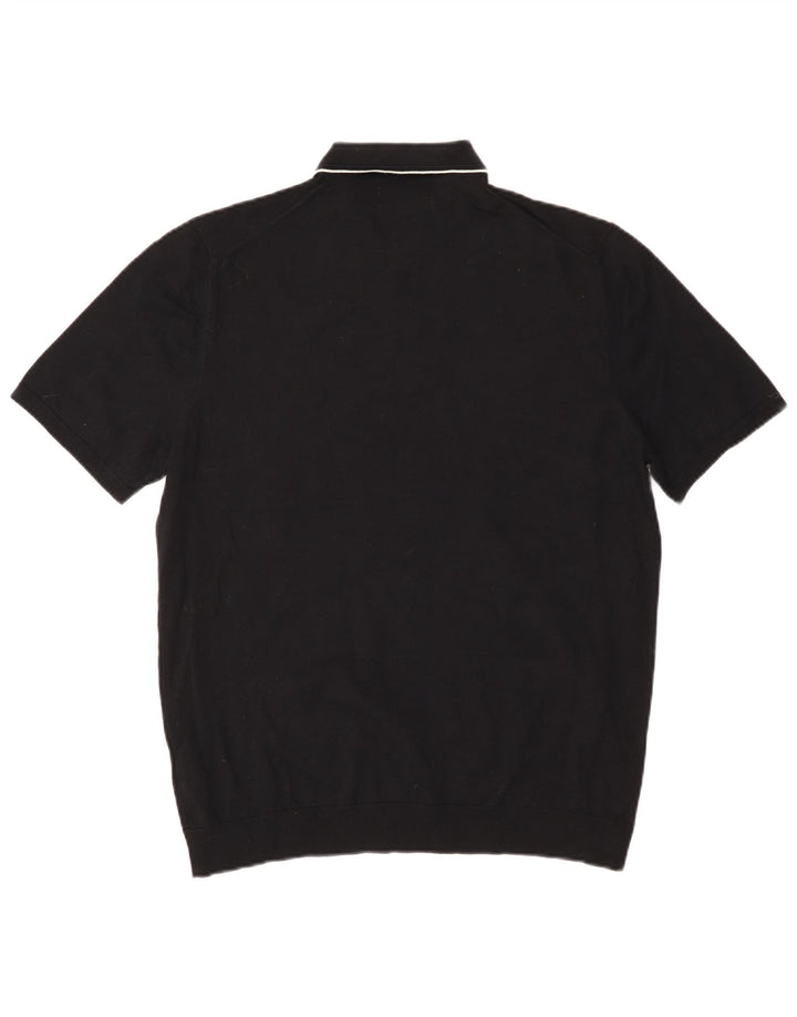 Marks & Spencer Herren-Poloshirt, groß, schwarze Baumwolle