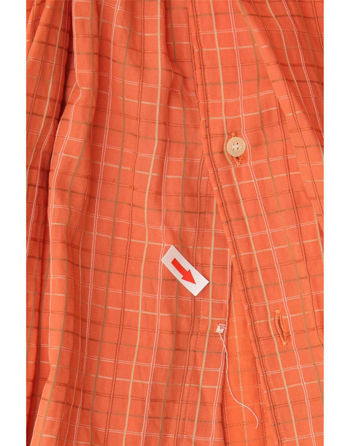 Lacoste Herrenhemd Größe 39 Mittelorange karierte Baumwolle
