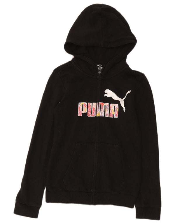 Puma Boys Graphic Zip Hoodie Sweater 11–12 Jahre, schwarze Baumwolle