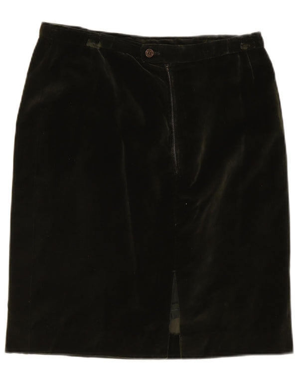 Vintage Damen Samt Bleistiftrock W28 Mittelgrün
