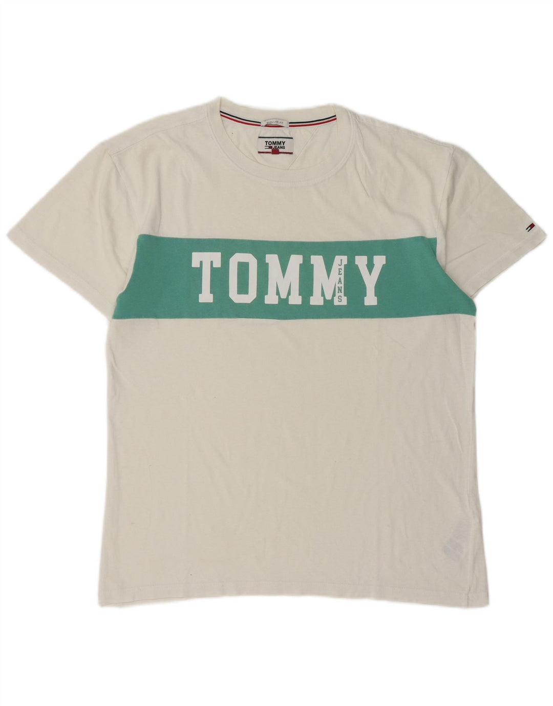 Tommy Hilfiger Herren-T-Shirt mit Grafik, Mittelweiß, Farbblock