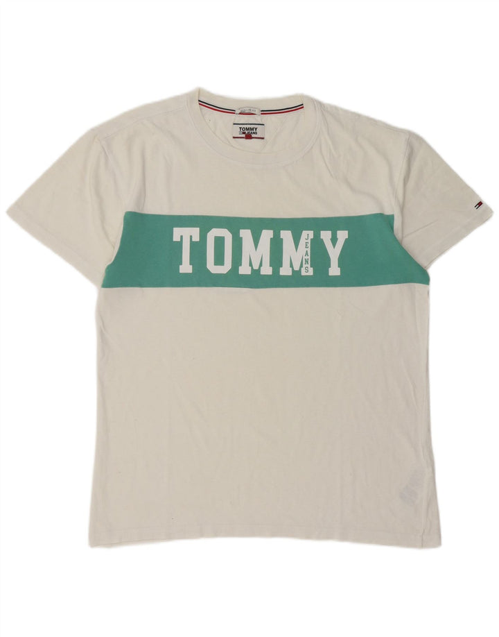 Tommy Hilfiger Herren-T-Shirt mit Grafik, Mittelweiß, Farbblock