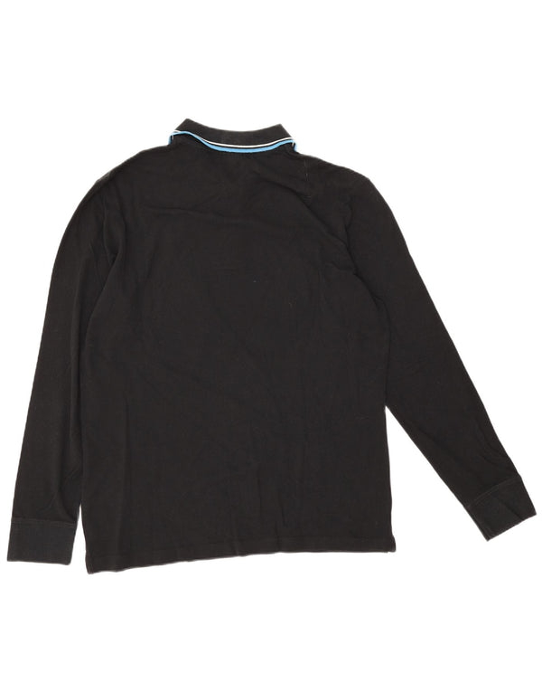 Diadora Herren-Langarm-Poloshirt XL aus schwarzer Baumwolle