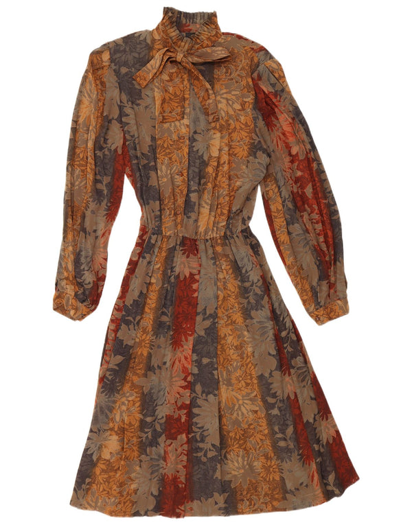 Fiorella Rubino Damen Langarm-Maxikleid UK 14 Mittelbraun geblümt