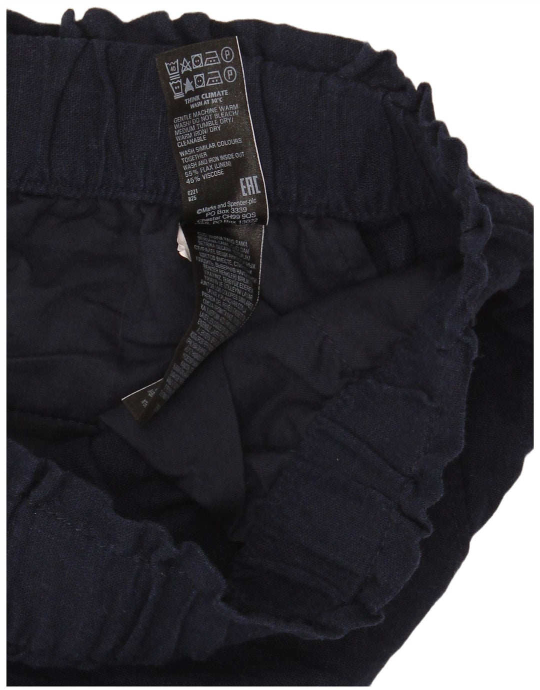 Marks & Spencer Freizeitshorts für Damen UK 12 Medium W32 Marineblau Flachs