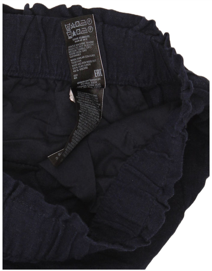 Marks & Spencer Freizeitshorts für Damen UK 12 Medium W32 Marineblau Flachs