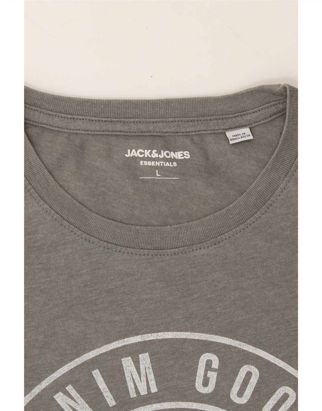 JACK & JONES Mens Graphic T-Shirt Top Large Grey Cotton Vintage Jack & Jones and Second-Hand Jack & Jones from Messina Hembry 