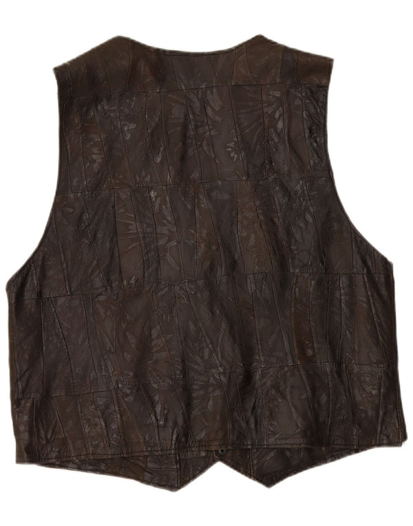 VINTAGE Herren Lederweste 2XL Braun Patchwork