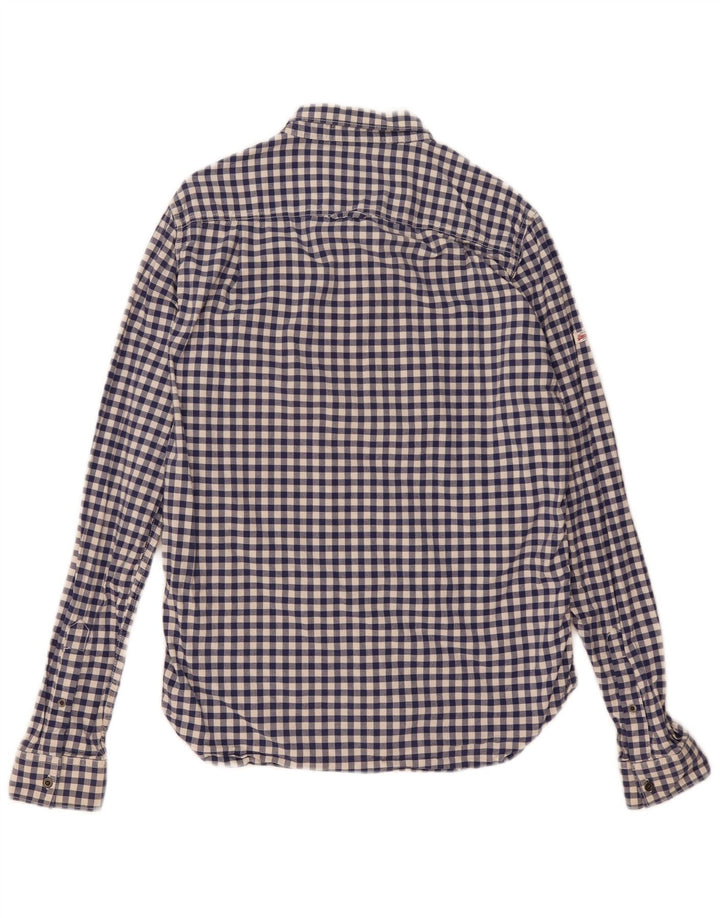Superdry Herrenhemd aus mittelblauer Gingham-Baumwolle