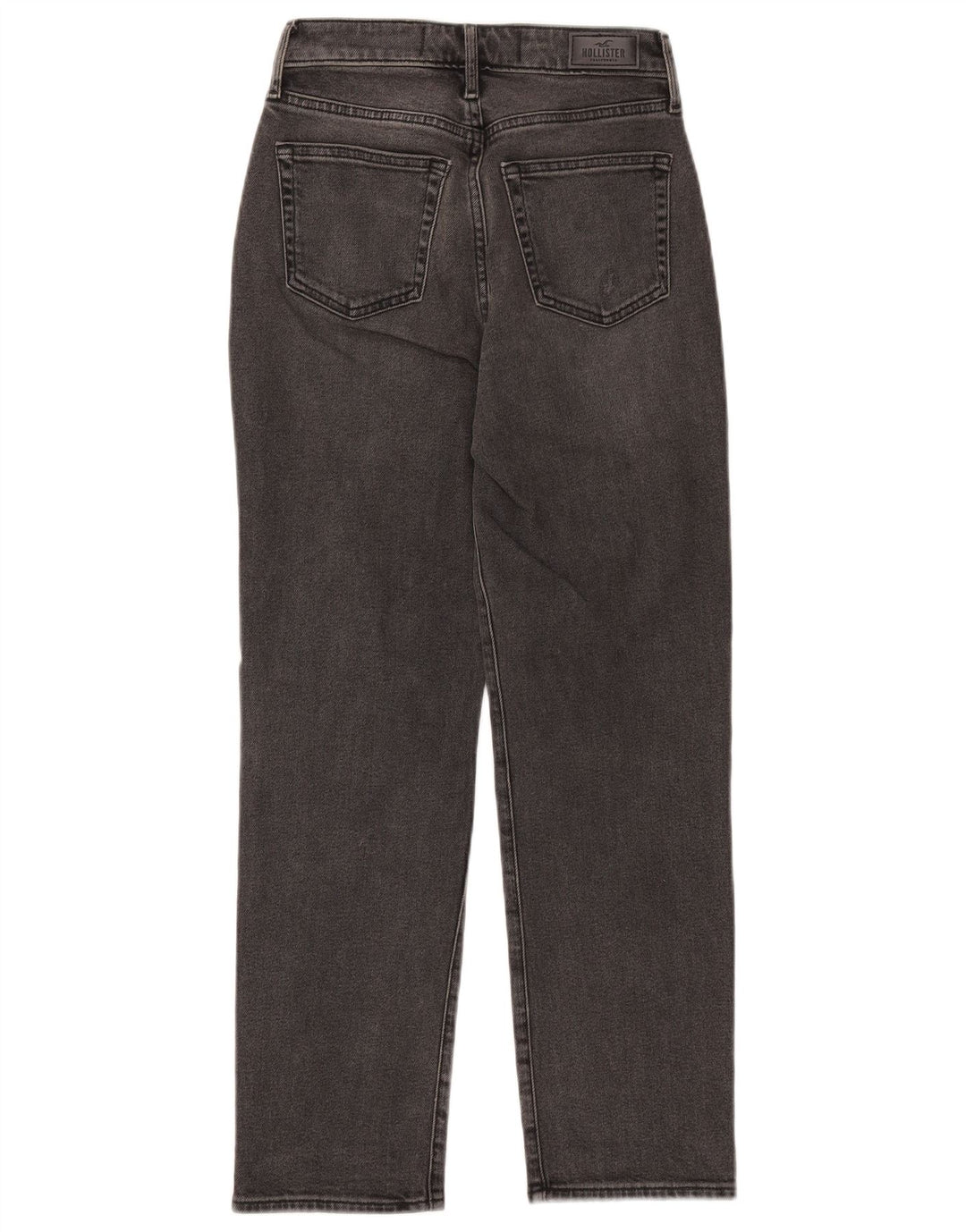 HOLLISTER Damen Distressed High Rise Straight Jeans W25 L27 Schwarze Baumwolle