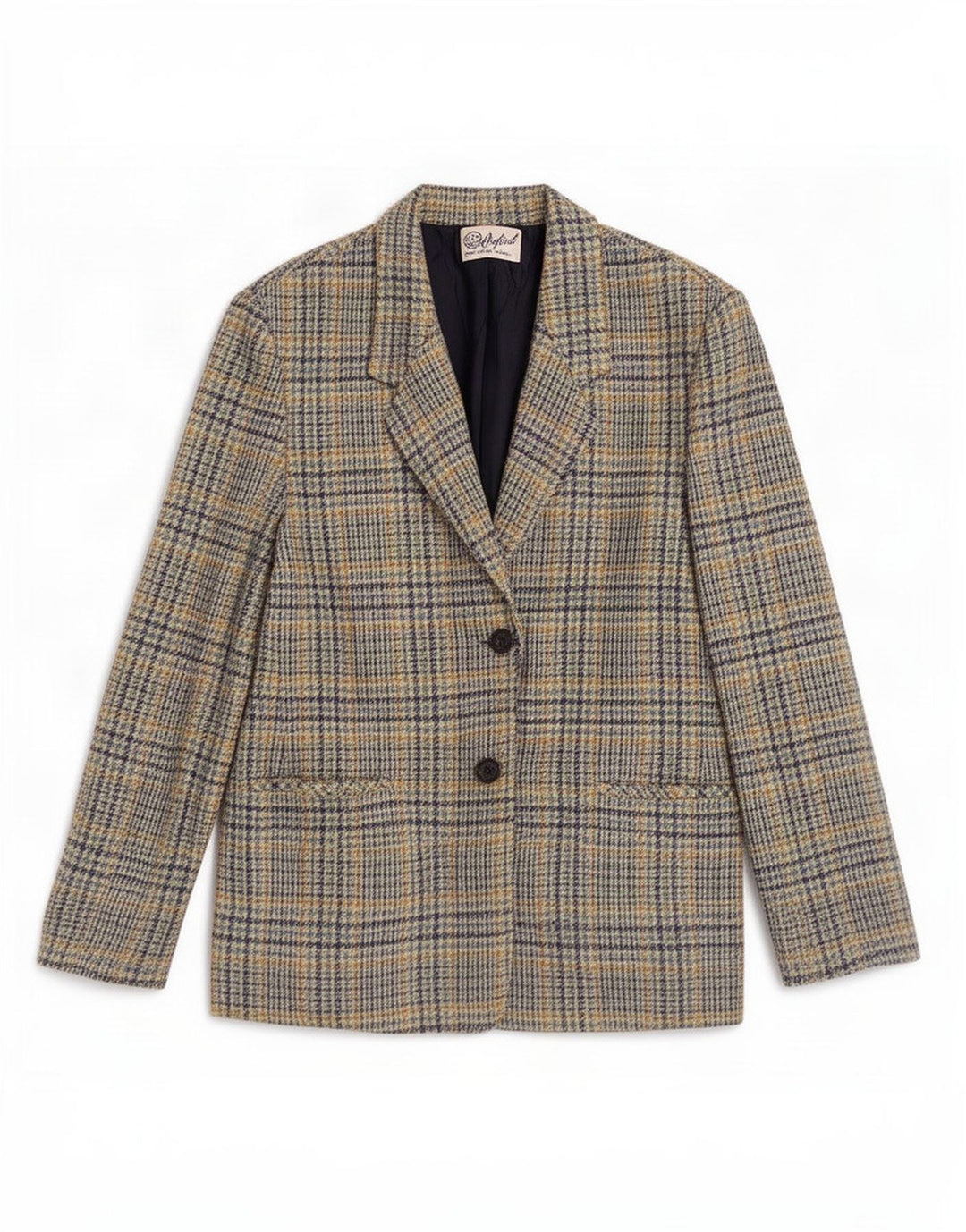 Oxford Damen-Blazer mit 2 Knöpfen, Gr. 14, groß, mehrfarbig, Hahnentrittmuster
