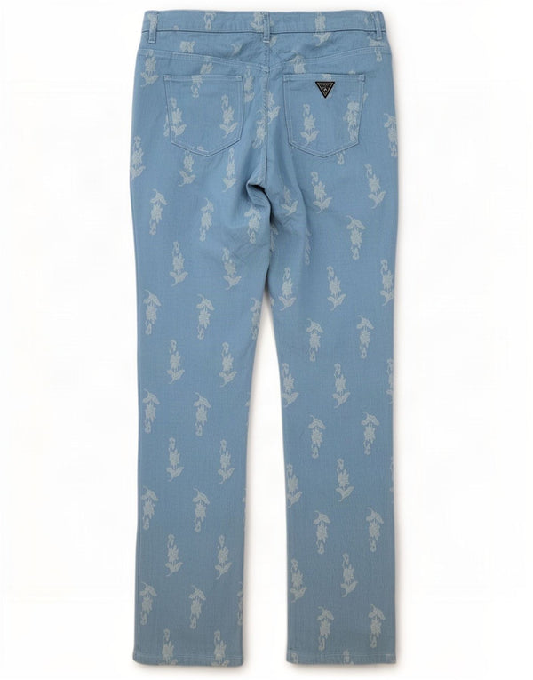 Guess Gerade Damen-Freizeithose W33 L32 Viskose mit blauem Blumenmuster