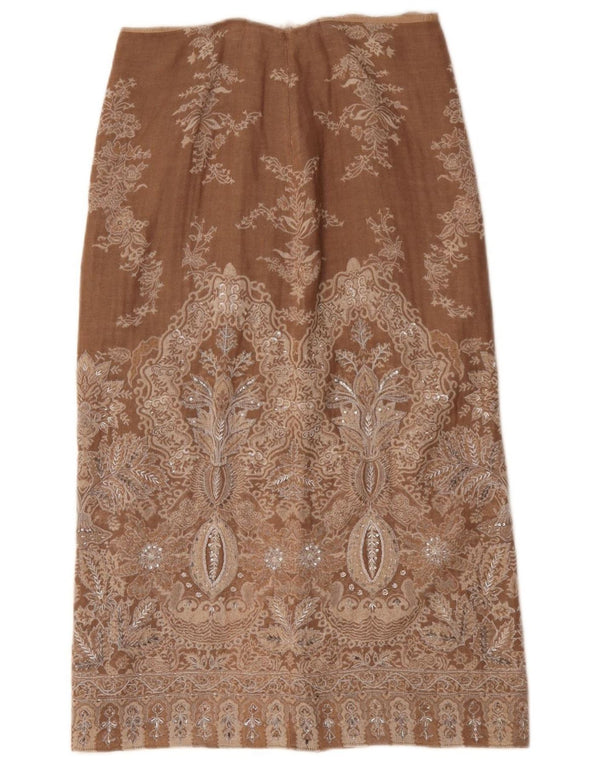 Luisa Spagnoli Damen Midirock IT 46 Large W32 Braune Paisley-Wolle
