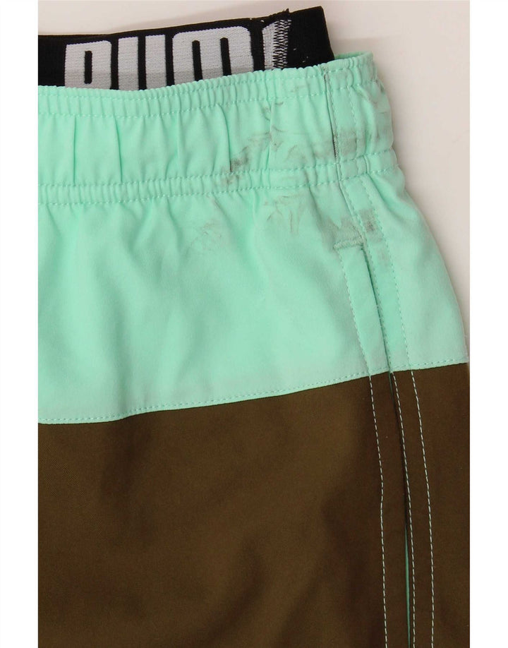Puma Herren-Badeshorts mit Grafik, XS, Khaki, Farbblock-Polyester