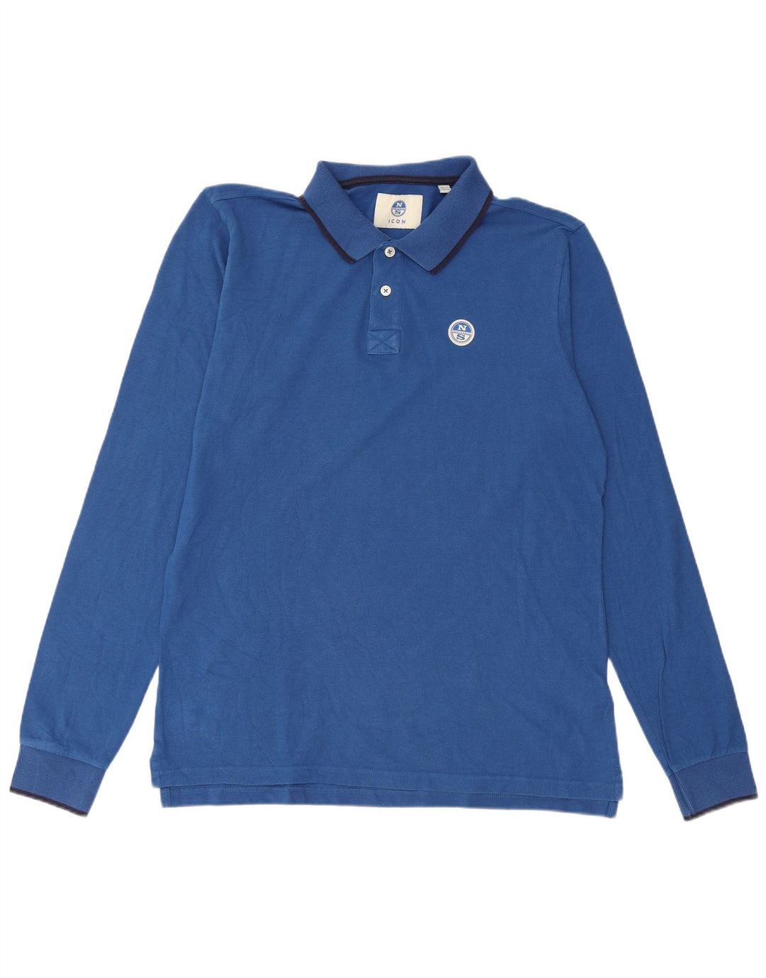 North Sails Herren-Langarm-Poloshirt, große blaue Baumwolle