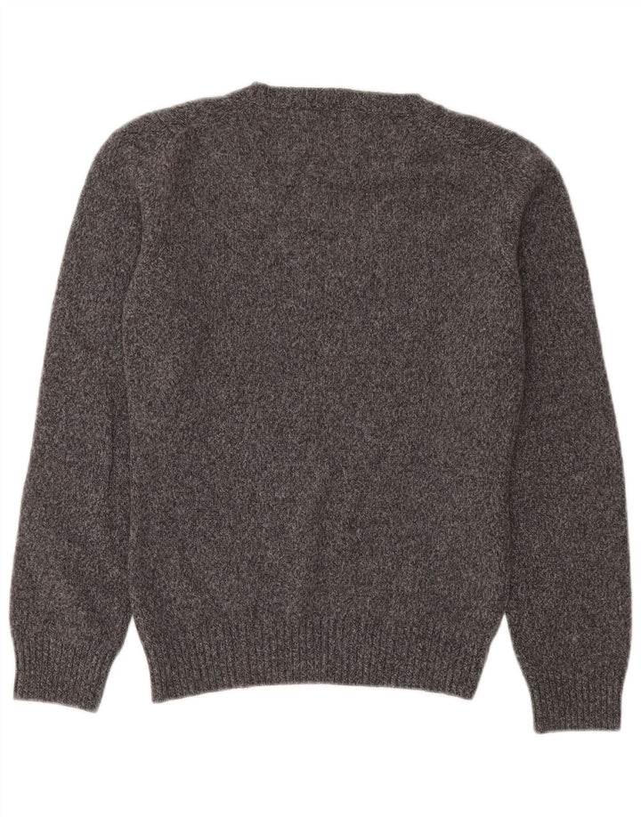 Brooksfield Damen-Pullover mit V-Ausschnitt IT 42 Mittelgrau gefleckte Wolle