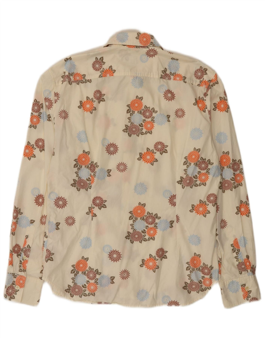 Paul Smith Herrenhemd, groß, cremefarbene Baumwolle mit Blumenmuster