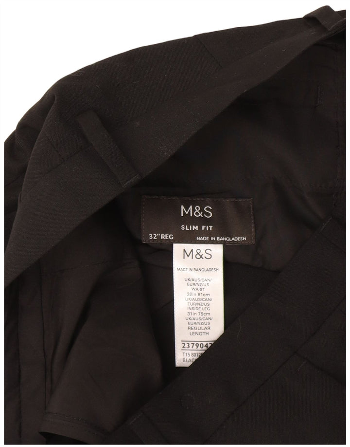 Marks & Spencer Damen Slim Fit Anzughose W32 L31 Schwarz Polyester