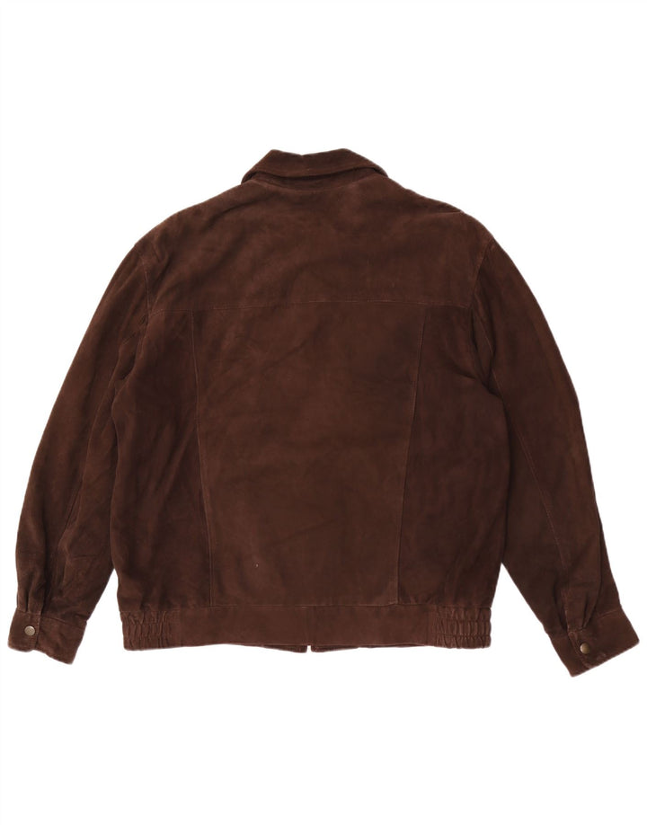 Poggiani Mirella Herren Wildlederjacke IT 50 Großes braunes Leder