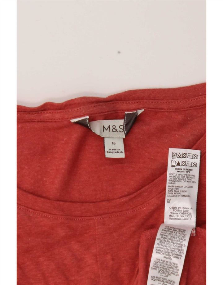 Marks & Spencer Damen Weste Top UK 16 Large Kastanienbraunes Leinen
