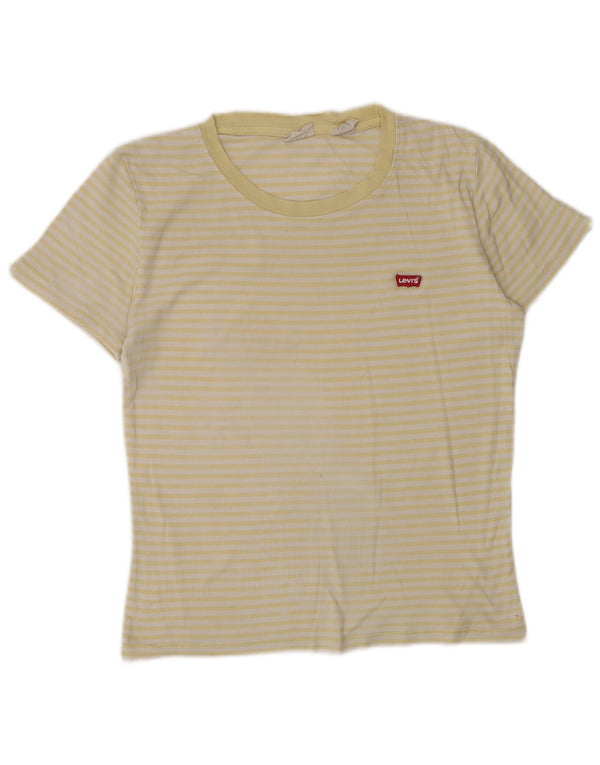 Levi's Damen T-Shirt Top UK 10 Small Gelb gestreift