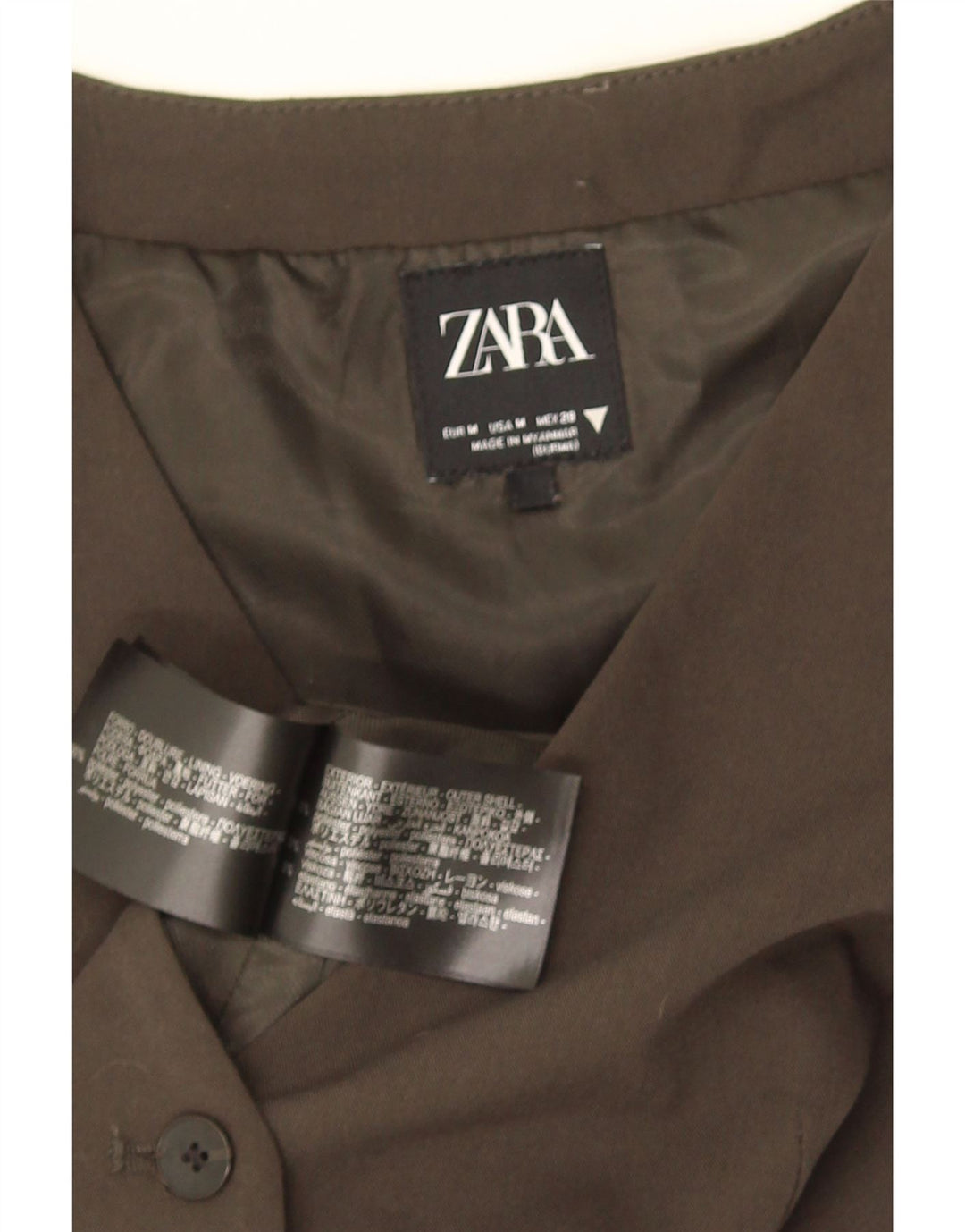 Zara Damen Crop Weste UK 12 Medium Khaki Polyester