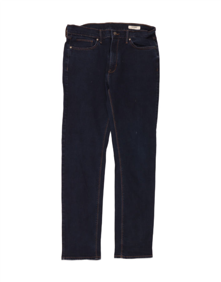 Marks & Spencer Herren Tapered Jeans W34 L33 Marineblaue Baumwolle
