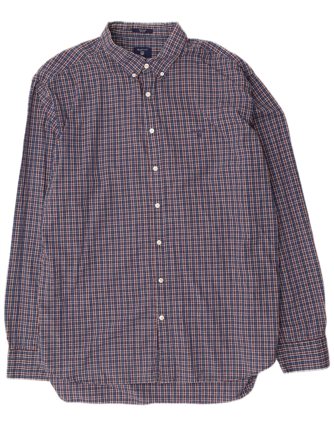 Gant Herren-Hemd mit normaler Passform, Größe 47/48, 3XL, blau kariert, Baumwolle