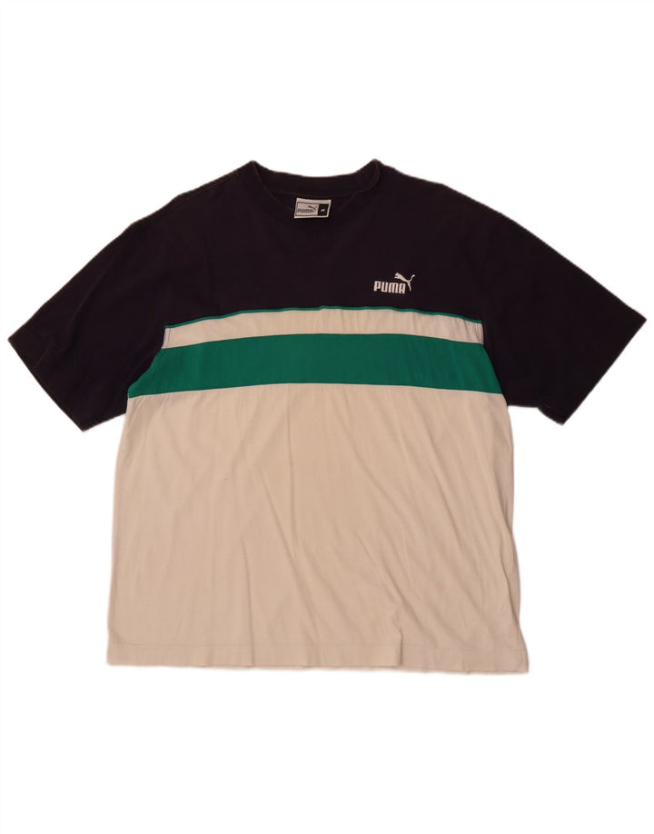 Puma Herren T-Shirt Top Mittelweiß Farbblock