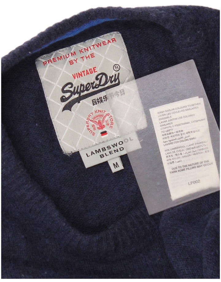 Superdry Herren-Pullover mit Rundhalsausschnitt aus Wolle in mittlerem Marineblau