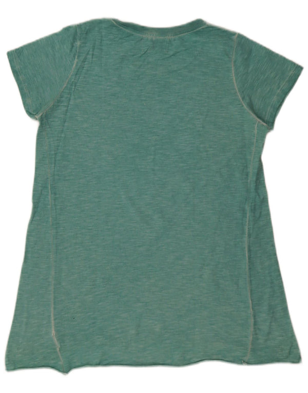 Converse Damen Grafik-T-Shirt-Oberteil UK 6 XS Grün gefleckte Baumwolle