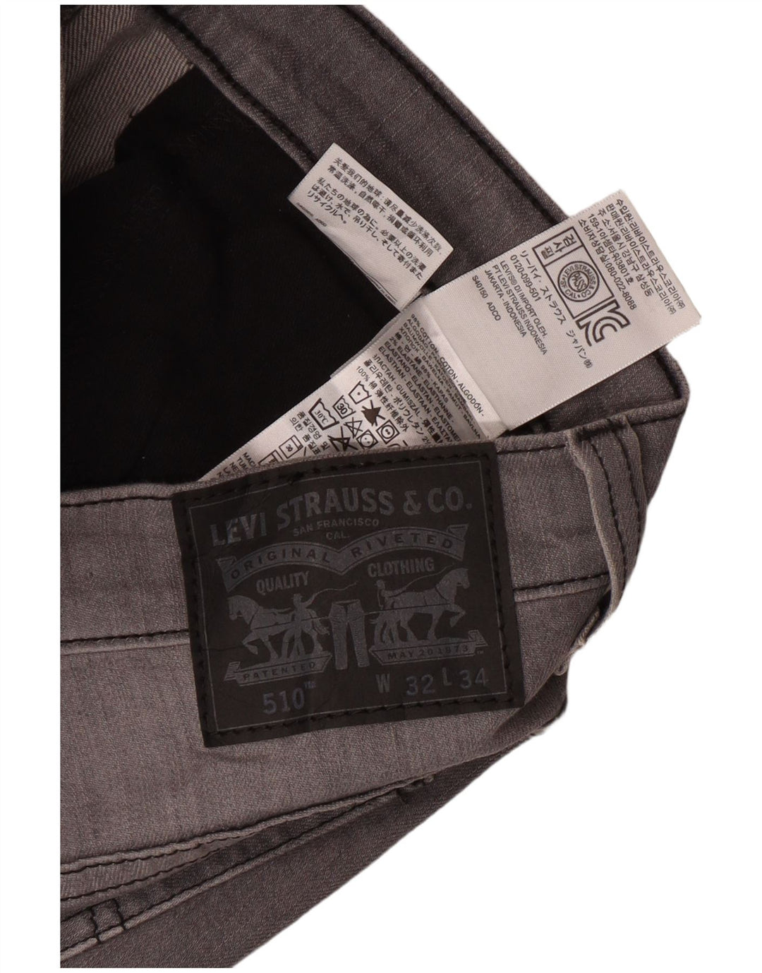 LEVI'S Herren 510 Skinny Jeans W32 L34 Graue Baumwolle