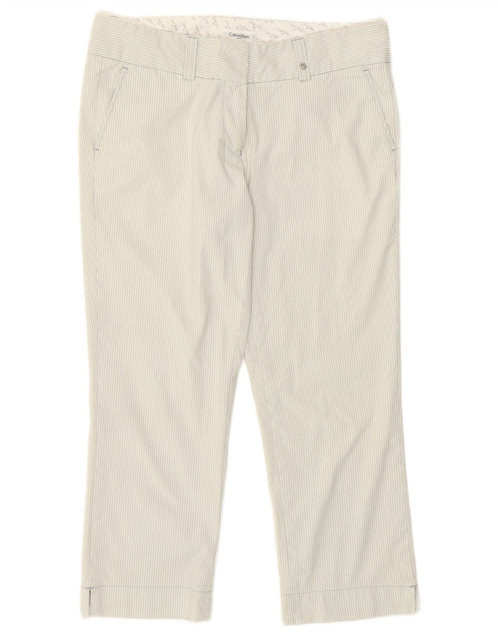 Calvin Klein Damen Golf-Cropped-Hose US 12 Medium W30 L23 Grau gestreift