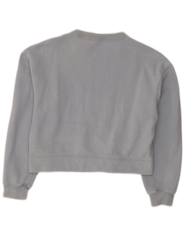 Puma Damen Crop Loose Fit Sweatshirt Pullover UK 6 XS Blaue Baumwolle