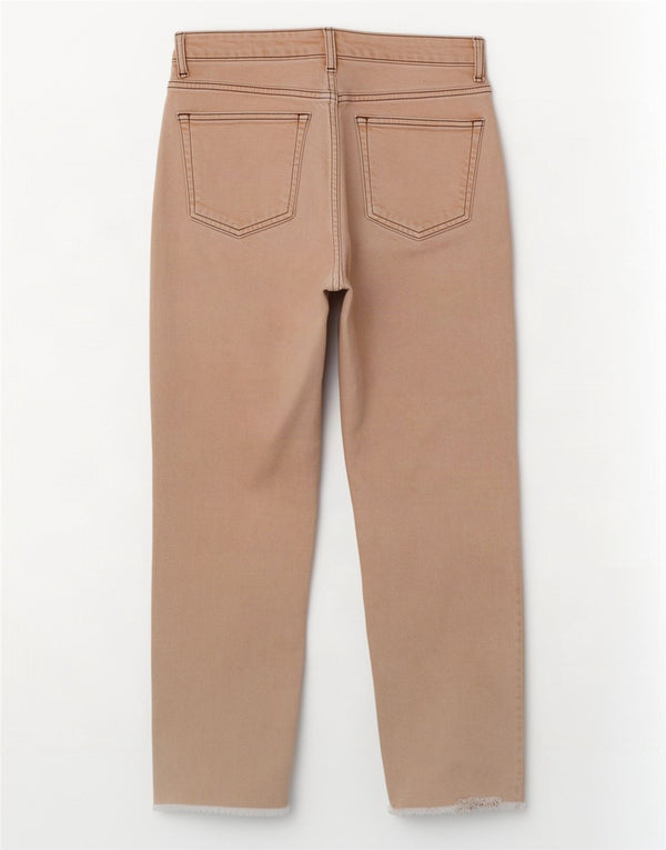 Topshop Damen Kurzjeans W26 L25 Beige Baumwolle